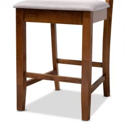 Baxton Studio Nicolette Modern and Contemporary Grey Fabric and Walnut Brown Finished Wood 2-PC Counter Stool Set -Kitchen & Dining Furniture Sales Store Wholesale20Interiors20Inc 11423xx5xx016d82