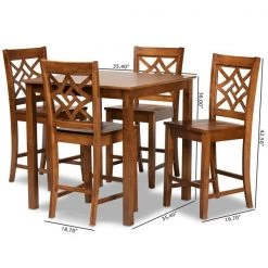 Baxton Studio Nicolette Modern and Contemporary Walnut Brown Finished Wood 5-Piece Pub Set -Kitchen & Dining Furniture Sales Store Wholesale20Interiors20Inc 11424xx10903xx9xx444a44