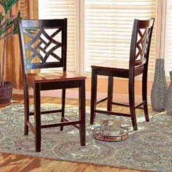 Baxton Studio Nicolette Modern Two-Tone Dark Brown and Walnut Brown Finished Wood 2-PC Counter Stool Set -Kitchen & Dining Furniture Sales Store Wholesale20Interiors20Inc 11425xx6xxd28cd3