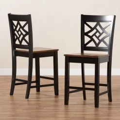 Baxton Studio Nicolette Modern Two-Tone Dark Brown and Walnut Brown Finished Wood 2-PC Counter Stool Set -Kitchen & Dining Furniture Sales Store Wholesale20Interiors20Inc 11425xx7xxe90516
