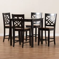 Baxton Studio Nicolette Modern and Contemporary Two-Tone Dark Brown and Walnut Brown Finished Wood 5-Piece Pub Set -Kitchen & Dining Furniture Sales Store Wholesale20Interiors20Inc 11425xx9776xx8xxceedff