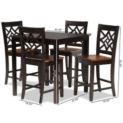 Baxton Studio Nicolette Modern and Contemporary Two-Tone Dark Brown and Walnut Brown Finished Wood 5-Piece Pub Set -Kitchen & Dining Furniture Sales Store Wholesale20Interiors20Inc 11425xx9776xx9xxe7f1ea