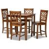 Baxton Studio Caron Modern and Contemporary Walnut Brown Finished Wood 5-Piece Pub Set