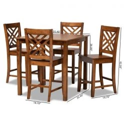 Baxton Studio Caron Modern and Contemporary Walnut Brown Finished Wood 5-Piece Pub Set -Kitchen & Dining Furniture Sales Store Wholesale20Interiors20Inc 11433xx10903xx9xxa2be9c