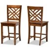 Baxton Studio Caron Modern and Contemporary Transitional Walnut Brown Finished Wood 2-Piece Counter Stool Set