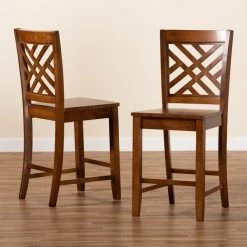 Baxton Studio Caron Modern and Contemporary Transitional Walnut Brown Finished Wood 2-Piece Counter Stool Set -Kitchen & Dining Furniture Sales Store Wholesale20Interiors20Inc 11433xx7xx1cd351