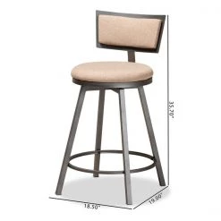 Baxton Studio Danson Modern Light Brown Fabric and Antique Grey Metal 2-PC Swivel Pub Chair Set -Kitchen & Dining Furniture Sales Store Wholesale20Interiors20Inc 11444xx8xx05e36b