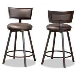 Baxton Studio Danson Modern Industrial Grey Fabric and Antique Dark Brown Finished Metal 2-Piece Pub Chair Set -Kitchen & Dining Furniture Sales Store Wholesale20Interiors20Inc 11445xx2xxd3266d