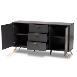 Baxton Studio Kelson Modern and Contemporary Dark Grey and Gold Finished Wood 2-Door Sideboard Buffet -Kitchen & Dining Furniture Sales Store Wholesale20Interiors20Inc 11577xx2xx3ca4e5