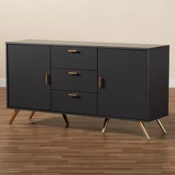 Baxton Studio Kelson Modern and Contemporary Dark Grey and Gold Finished Wood 2-Door Sideboard Buffet -Kitchen & Dining Furniture Sales Store Wholesale20Interiors20Inc 11577xx8xx63ce97