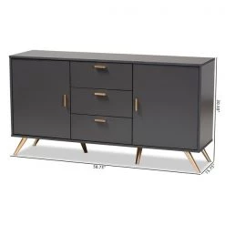 Baxton Studio Kelson Modern and Contemporary Dark Grey and Gold Finished Wood 2-Door Sideboard Buffet -Kitchen & Dining Furniture Sales Store Wholesale20Interiors20Inc 11577xx9xx888a5b