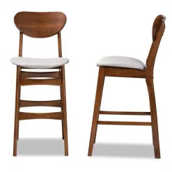 Baxton Studio Katya Mid-Century Modern Grey Fabric and Walnut Brown Finished Wood 2-Piece Bar Stool Set -Kitchen & Dining Furniture Sales Store Wholesale20Interiors20Inc 11641xx3xxf25e21