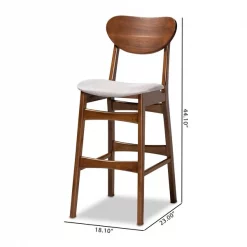 Baxton Studio Katya Mid-Century Modern Grey Fabric and Walnut Brown Finished Wood 2-Piece Bar Stool Set -Kitchen & Dining Furniture Sales Store Wholesale20Interiors20Inc 11641xx8xx22904e