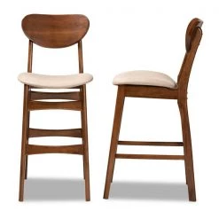 Baxton Studio Katya Mid-Century Modern Sand Fabric and Walnut Brown Finished Wood 2-Piece Bar Stool Set -Kitchen & Dining Furniture Sales Store Wholesale20Interiors20Inc 11642xx3xxcf17f6