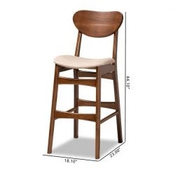 Baxton Studio Katya Mid-Century Modern Sand Fabric and Walnut Brown Finished Wood 2-Piece Bar Stool Set -Kitchen & Dining Furniture Sales Store Wholesale20Interiors20Inc 11642xx8xx51abef