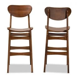 Baxton Studio Katya Mid-Century Modern Walnut Brown Finished Wood 2-Piece Bar Stool Set -Kitchen & Dining Furniture Sales Store Wholesale20Interiors20Inc 11643xx2xx675306