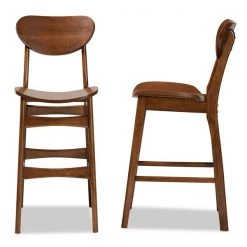 Baxton Studio Katya Mid-Century Modern Walnut Brown Finished Wood 2-Piece Bar Stool Set -Kitchen & Dining Furniture Sales Store Wholesale20Interiors20Inc 11643xx3xxc2ce9c
