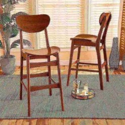 Baxton Studio Katya Mid-Century Modern Walnut Brown Finished Wood 2-Piece Bar Stool Set -Kitchen & Dining Furniture Sales Store Wholesale20Interiors20Inc 11643xx6xx21643f