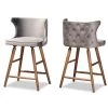 Baxton Studio Sagira Modern Grey Velvet Fabric and Walnut Brown Finished Wood 2-PC Counter Stool Set