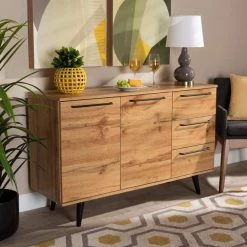 Baxton Studio Radley Modern and Contemporary Transitional Oak Brown Finished Wood 3-Drawer Sideboard Buffet -Kitchen & Dining Furniture Sales Store Wholesale20Interiors20Inc 11747xx7xx2f04e3 1