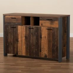 Baxton Studio Ranger Mid-Century Modern Rustic Brown Finished Wood and Grey Metal 2-Door Sideboard Buffet -Kitchen & Dining Furniture Sales Store Wholesale20Interiors20Inc 11748xx8xx6bb0e8