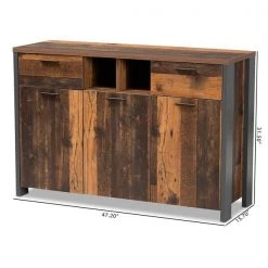 Baxton Studio Ranger Mid-Century Modern Rustic Brown Finished Wood and Grey Metal 2-Door Sideboard Buffet -Kitchen & Dining Furniture Sales Store Wholesale20Interiors20Inc 11748xx9xxf7b87f