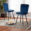 Baxton Studio Preston Modern Luxe and Glam Navy Blue Velvet Upholstered and Two-Tone Metal 2-Piece Bar Stool Set