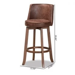 Baxton Studio Adams Modern Transitional Distressed Brown Fabric and Walnut Brown Finished Wood 2-PC Bar Stool Set -Kitchen & Dining Furniture Sales Store Wholesale20Interiors20Inc 11792xx8xx311ff7