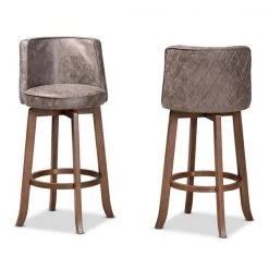 Baxton Studio Adams Modern Transitional Distressed Grey Fabric and Walnut Brown Finished Wood 2-PC Bar Stool Set -Kitchen & Dining Furniture Sales Store Wholesale20Interiors20Inc 11793xx2xx112440