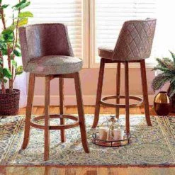 Baxton Studio Adams Modern Transitional Distressed Grey Fabric and Walnut Brown Finished Wood 2-PC Bar Stool Set -Kitchen & Dining Furniture Sales Store Wholesale20Interiors20Inc 11793xx6xx5e00a6