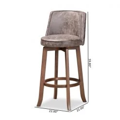 Baxton Studio Adams Modern Transitional Distressed Grey Fabric and Walnut Brown Finished Wood 2-PC Bar Stool Set -Kitchen & Dining Furniture Sales Store Wholesale20Interiors20Inc 11793xx8xx56e725