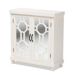 Baxton Studio Carlena ModernWhite Finished Wood and Mirrored Glass 2-Door Sideboard -Kitchen & Dining Furniture Sales Store Wholesale20Interiors20Inc 11965xx1xx212f06
