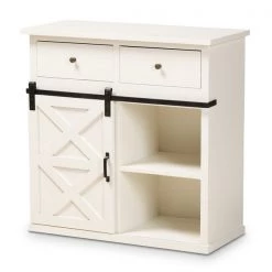 Baxton Studio Nadia ModernFarmhouse White Finished Wood and Black Metal 2-Door Sideboard Buffet -Kitchen & Dining Furniture Sales Store Wholesale20Interiors20Inc 11966xx1xx2c77d4