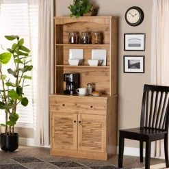 Baxton Studio Agni Modern and Contemporary Oak Brown Finished Wood Buffet and Hutch Kitchen Cabinet -Kitchen & Dining Furniture Sales Store Wholesale20Interiors20Inc 11985xx6xxeb5972 1
