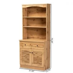 Baxton Studio Agni Modern and Contemporary Oak Brown Finished Wood Buffet and Hutch Kitchen Cabinet -Kitchen & Dining Furniture Sales Store Wholesale20Interiors20Inc 11985xx8xx04313c