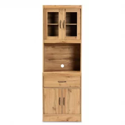 Baxton Studio Laurana ModernOak Brown Finished Wood Kitchen Cabinet and Hutch -Kitchen & Dining Furniture Sales Store Wholesale20Interiors20Inc 12004xx3xx6721c2