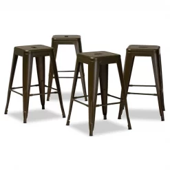 Baxton Studio Horton ModernIndustrial Gunmetal Finished Metal 4-Piece Stackable Counter Stool Set -Kitchen & Dining Furniture Sales Store Wholesale20Interiors20Inc 12044xx1xx1aa1e2