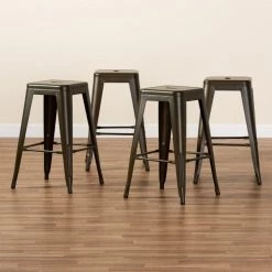 Baxton Studio Horton ModernIndustrial Gunmetal Finished Metal 4-Piece Stackable Counter Stool Set -Kitchen & Dining Furniture Sales Store Wholesale20Interiors20Inc 12044xx7xxa6583b