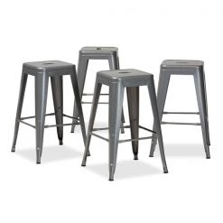 Baxton Studio Horton ModernIndustrial Grey Finished Metal 4-Piece Stackable Counter Stool Set -Kitchen & Dining Furniture Sales Store Wholesale20Interiors20Inc 12045xx1xxd23a83
