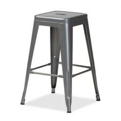 Baxton Studio Horton ModernIndustrial Grey Finished Metal 4-Piece Stackable Counter Stool Set -Kitchen & Dining Furniture Sales Store Wholesale20Interiors20Inc 12045xx2xx31a117