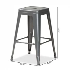 Baxton Studio Horton ModernIndustrial Grey Finished Metal 4-Piece Stackable Counter Stool Set -Kitchen & Dining Furniture Sales Store Wholesale20Interiors20Inc 12045xx8xx50717d