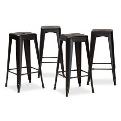 Baxton Studio Horton ModernIndustrial Black Finished Metal 4-Piece Stackable Bar Stool Set -Kitchen & Dining Furniture Sales Store Wholesale20Interiors20Inc 12046xx1xx83aba2