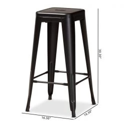 Baxton Studio Horton ModernIndustrial Black Finished Metal 4-Piece Stackable Bar Stool Set -Kitchen & Dining Furniture Sales Store Wholesale20Interiors20Inc 12046xx8xxce9e34
