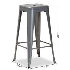 Baxton Studio Horton ModernIndustrial Grey Finished Metal 4-Piece Stackable Bar Stool Set -Kitchen & Dining Furniture Sales Store Wholesale20Interiors20Inc 12048xx8xx2c72c4