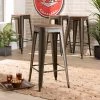 Baxton Studio Horton ModernBrown Metal and Walnut Brown Finished Wood 4-Piece Bar Stool Set