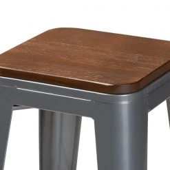 Baxton Studio Horton ModernGrey Metal and Walnut Brown Finished Wood 4-Piece Bar Stool Set -Kitchen & Dining Furniture Sales Store Wholesale20Interiors20Inc 12054xx3xx2d33d3