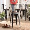 Baxton Studio Rosetta Modern Industrial Black Metal and Walnut Brown Finished Wood 4-Piece Bar Stool Set