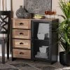 Baxton Studio Connell Industrial Two-Tone Natural Brown and Black Finished Wood and Black Metal Sideboard Buffet