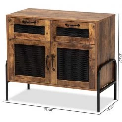 Baxton Studio Valeska Modern Industrial Walnut Brown Finished Wood and Black Metal 2-Drawer Sideboard -Kitchen & Dining Furniture Sales Store Wholesale20Interiors20Inc 12095xx10xxa6b373