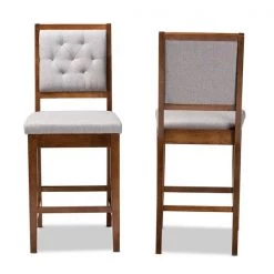 Baxton Studio Gideon ModernGrey Fabric Upholstered and Walnut Brown Finished Wood 2-Piece Counter Stool Set PR -Kitchen & Dining Furniture Sales Store Wholesale20Interiors20Inc 12147xx2xxbc7368